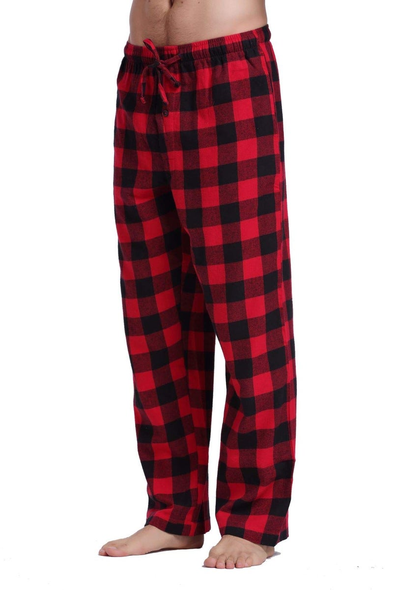 CYZ Men's 100% Cotton Super Soft Flannel Plaid Pajama Pants-BlackRedGingham-2XL - Image 2